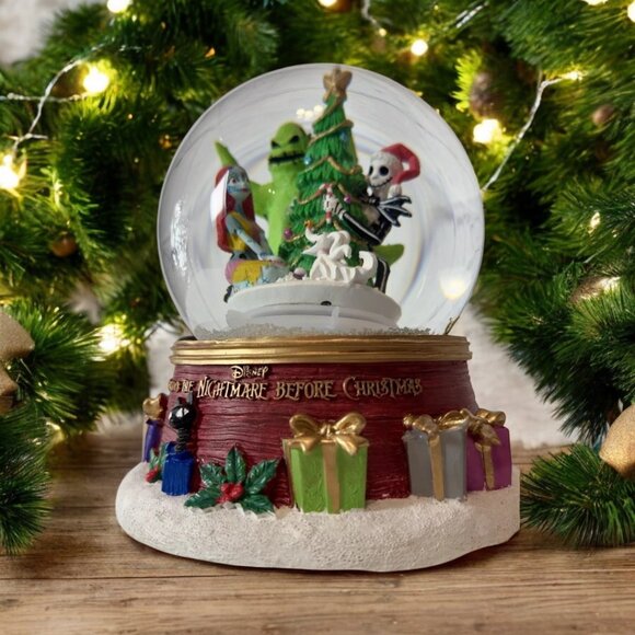 Nightmare Before Christmas Light Up Water Snow Globe Plays Music Sound Disney - Picture 1 of 9